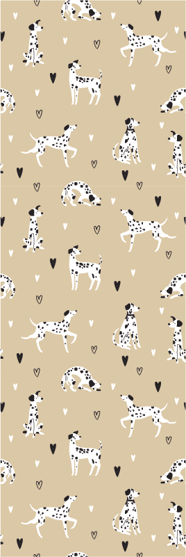 Alfombra vinílica dormitorio patrón de perros beige - TenVinilo