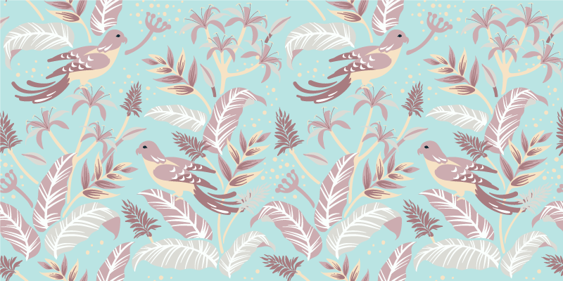 Alfombra vinílica naturaleza diseño floral azul y rosa - TenVinilo