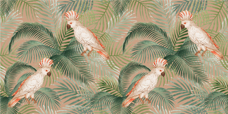 Alfombra vinílica naturaleza loros y palmeras - TenVinilo