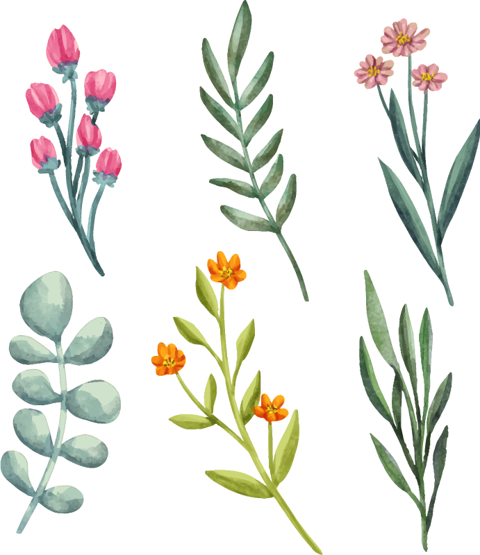 Alfombra vinílica flores ramas de plantas - TenVinilo