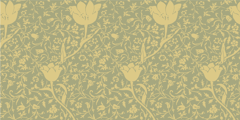 Alfombra vinílica flores patrón floral dorado y verde - TenVinilo