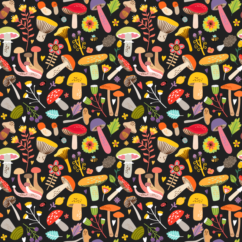 Alfombra vinílica flores diseño setas de otoño - TenVinilo