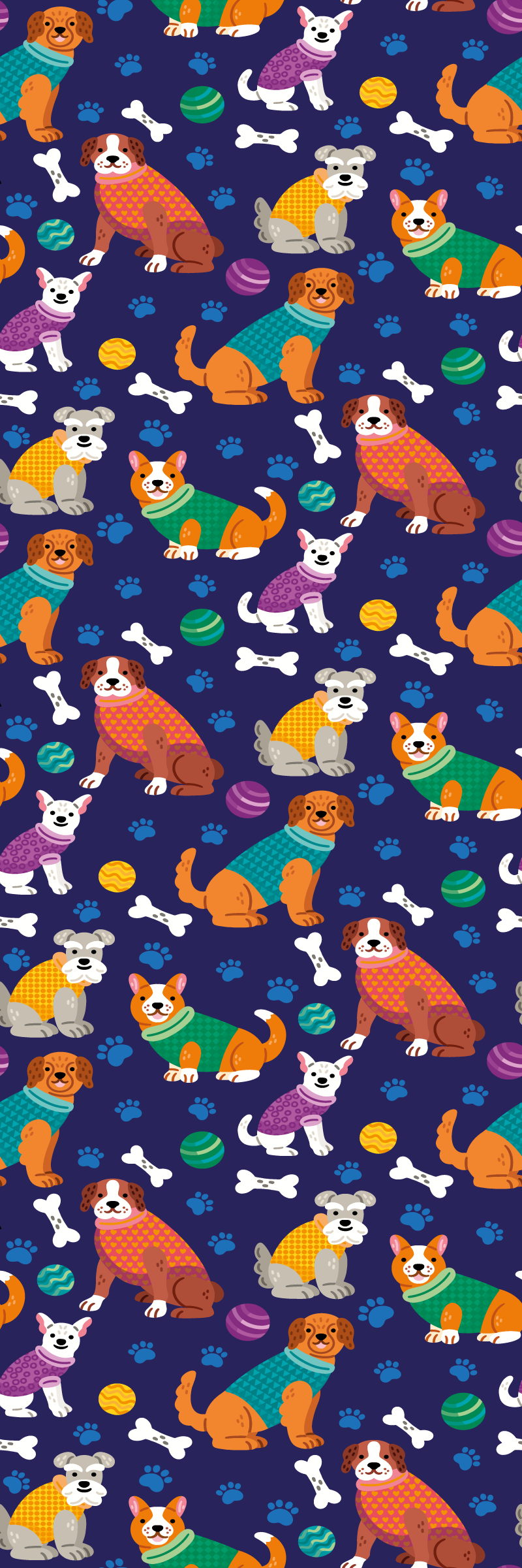 Alfombra vinílica dormitorio patrón perros colorido - TenVinilo