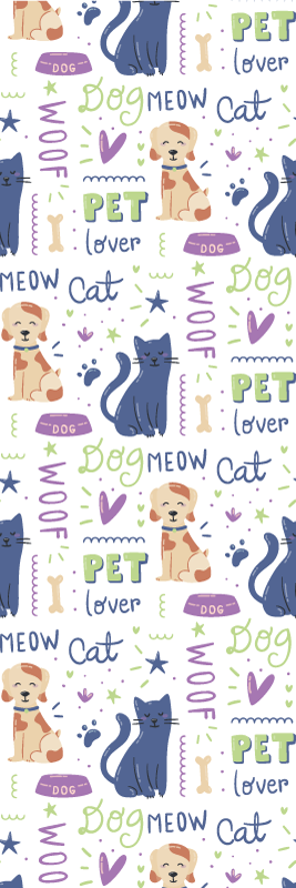 Alfombra vinílica dormitorio garabato colorido con perros - TenVinilo