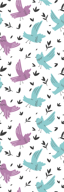 Alfombra vinílica dormitorio ilustración aves y plantas - TenVinilo