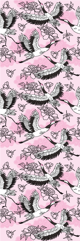 Alfombra vinílica dormitorio pájaros modernos rosa - TenVinilo