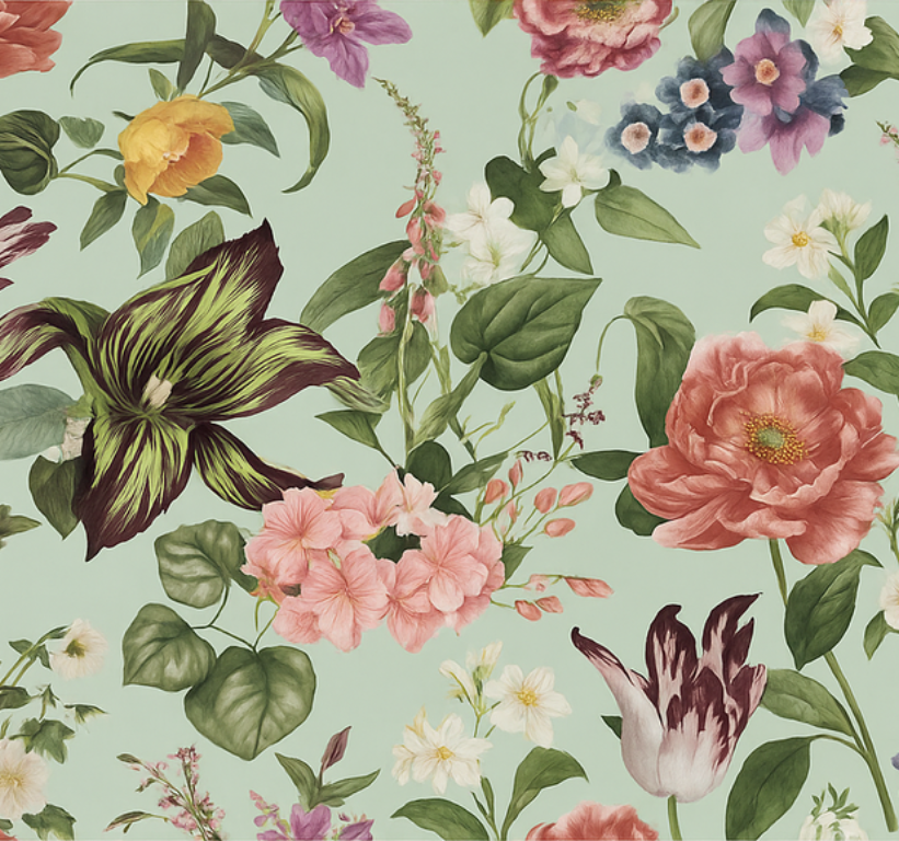 Alfombra vinílica dormitorio floral primaveral colorida - TenVinilo