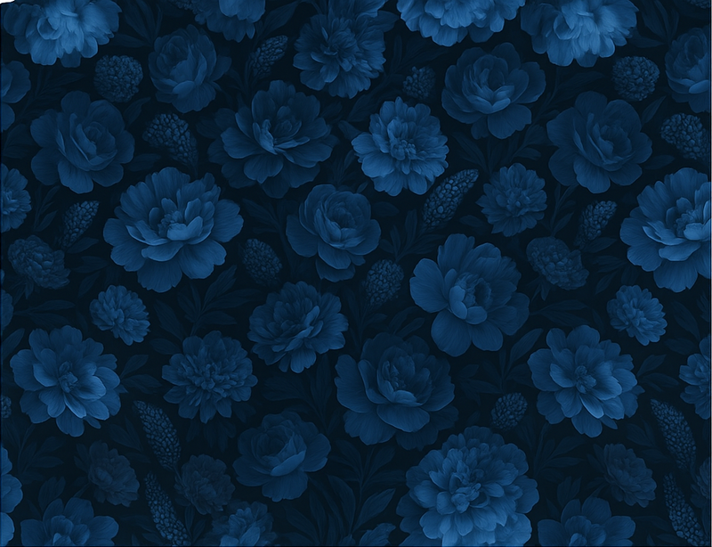 Alfombra vinílica dormitorio motivo floral azul oscuro - TenVinilo