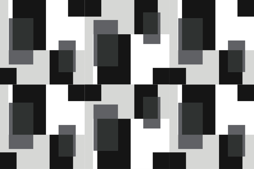 Alfombra vinílica geométrica bloques en blanco y negro - TenVinilo