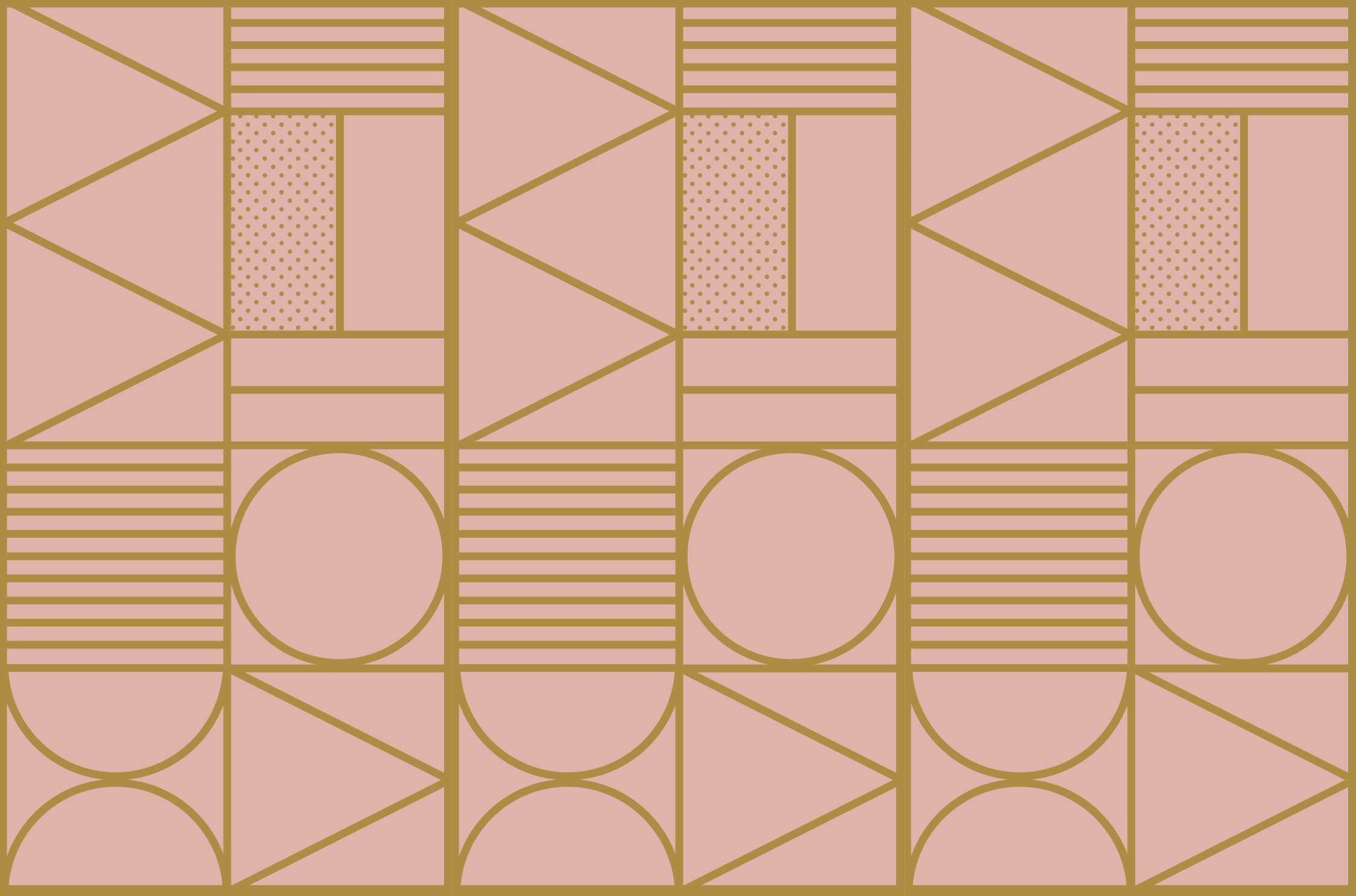 Alfombra vinílica geométrica bloque dorado y rosa - TenVinilo