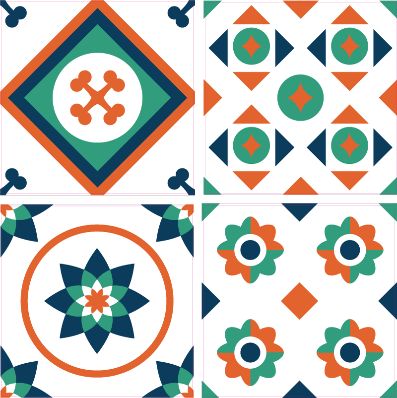 Alfombra vinílica geométrica azulejos geométricos - TenVinilo