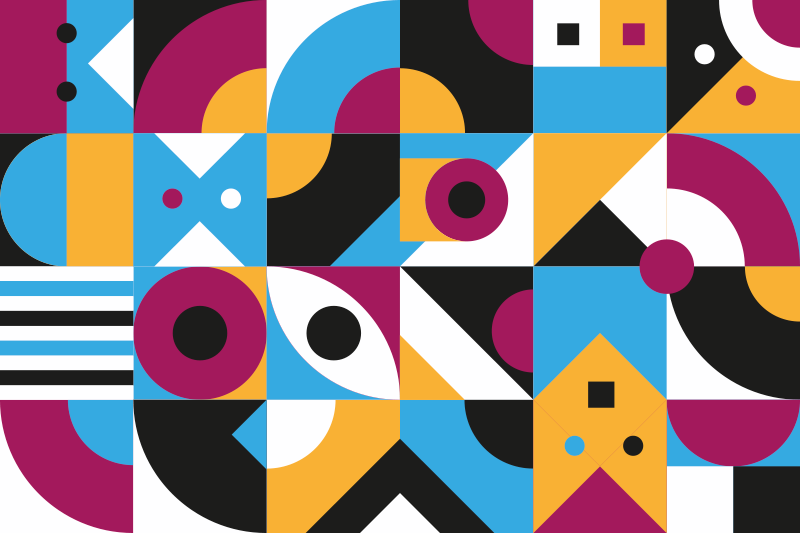 Alfombra vinílica geométrica elementos abstractos vivos - TenVinilo