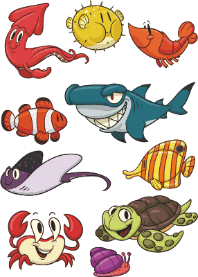 Alfombra vinílica infantil pack de peces coloridos - TenVinilo