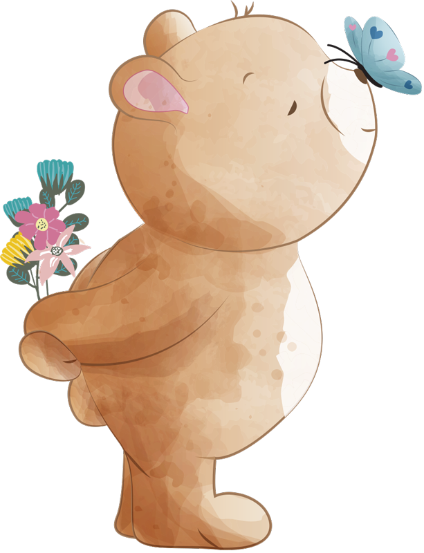 Alfombra vinílica infantil adhesivo de oso y mariposa - TenVinilo