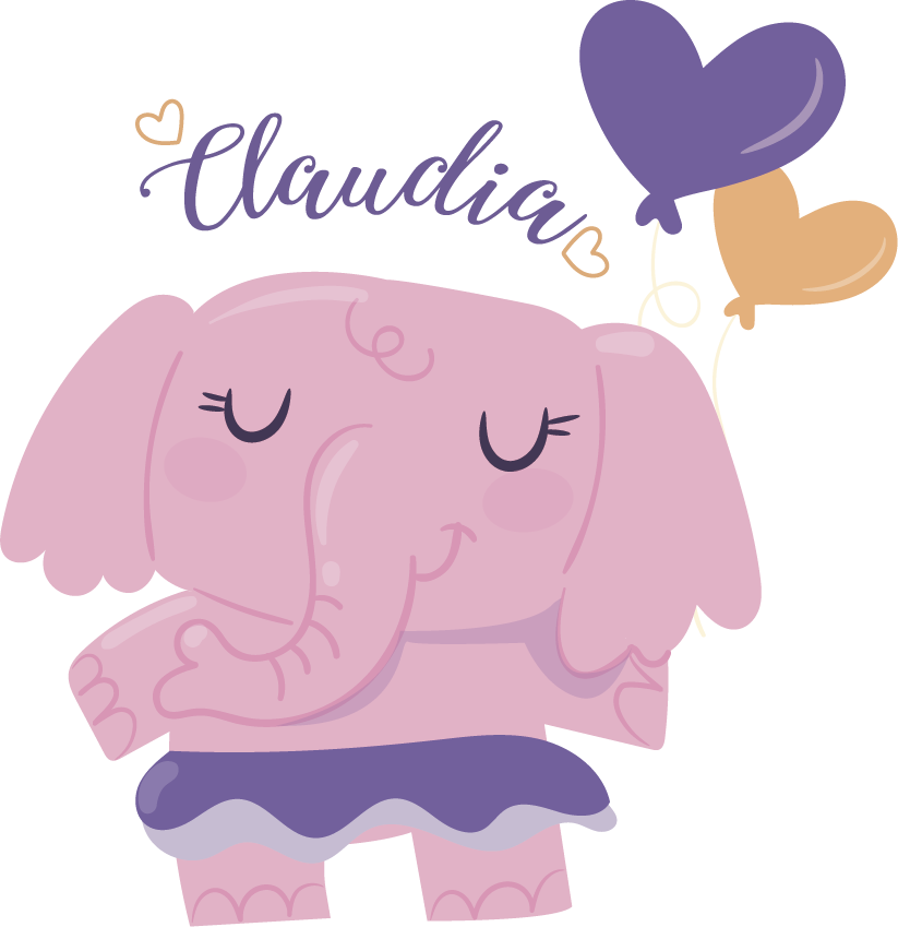 Alfombra vinílica infantil elefante rosa con nombre - TenVinilo