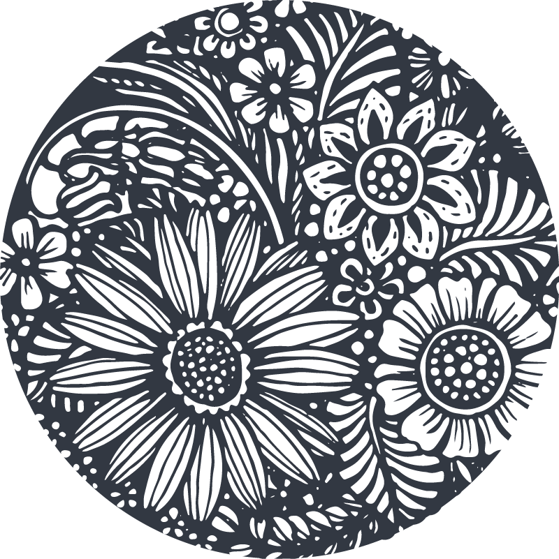 Alfombra vinílica dormitorio diseño de flores redondas - TenVinilo