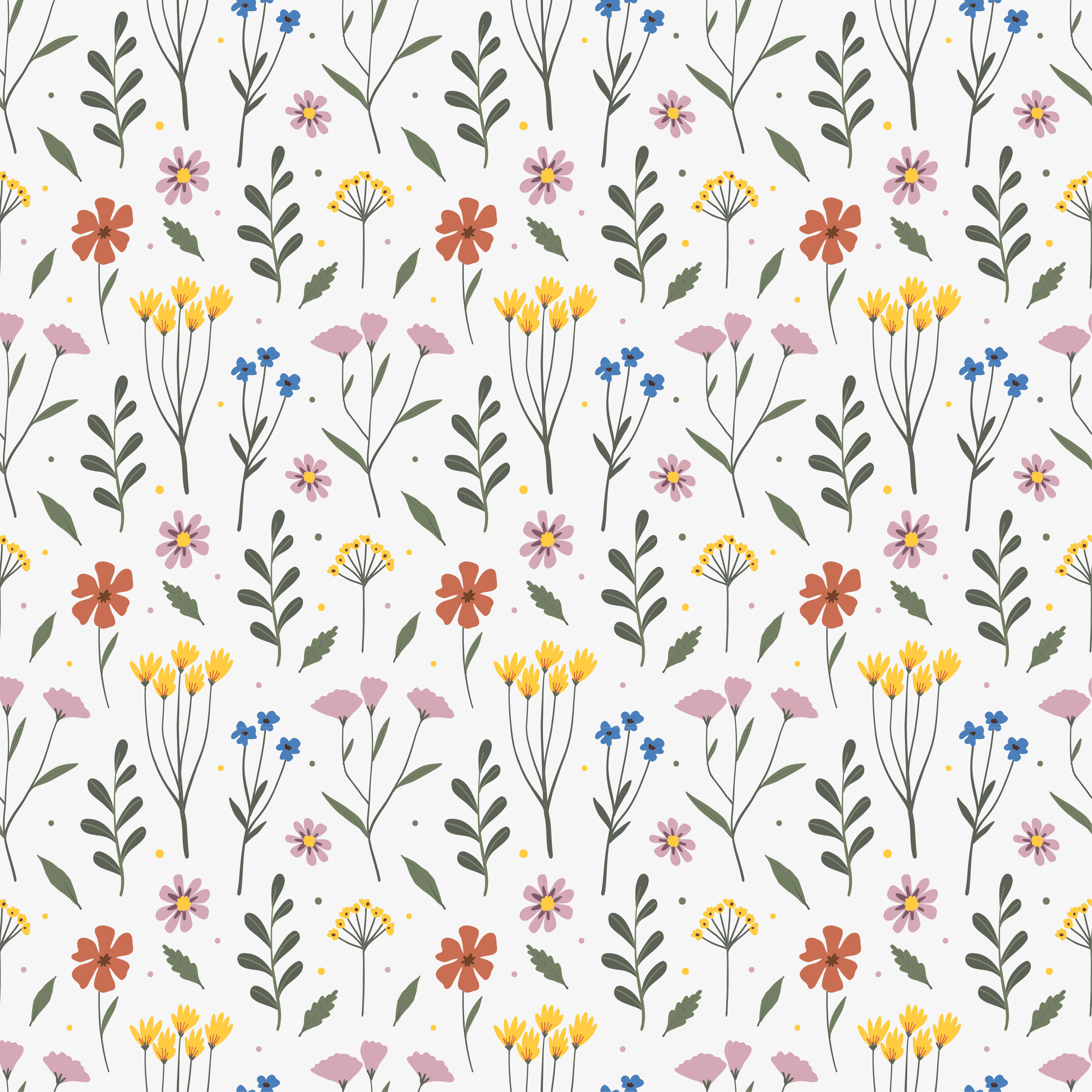 Alfombra vinílica dormitorio patrón flores multicolores - TenVinilo