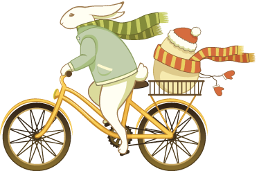 Alfombra vinílica infantil conejo de pascua en bicicleta - TenVinilo