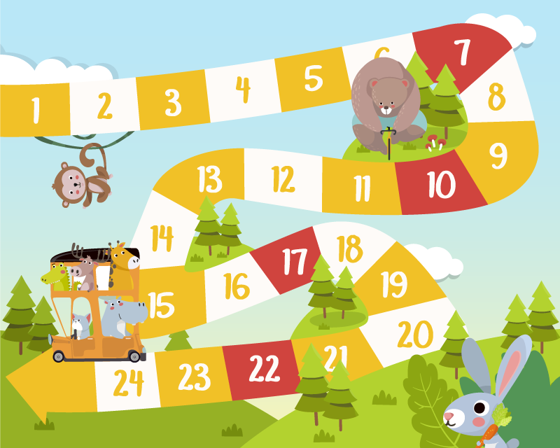 Alfombra vinílica juegos fauna salvaje en dibujos - TenVinilo