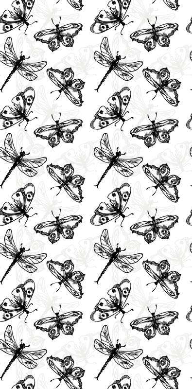 Alfombra vinílica baño diseño de libélulas y mariposas - TenVinilo