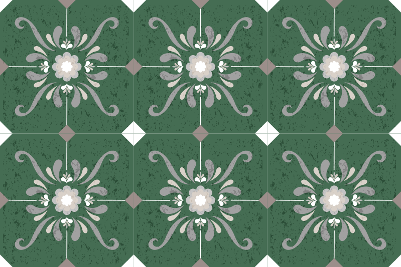 Alfombra vinílica baño azulejos de estilo antiguo - TenVinilo
