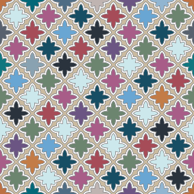 Alfombra vinílica baño patrón de azulejos vintage coloridos - TenVinilo