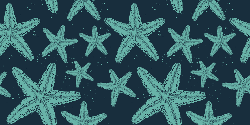 Alfombra vinílica baño estrellas de mar azul - TenVinilo