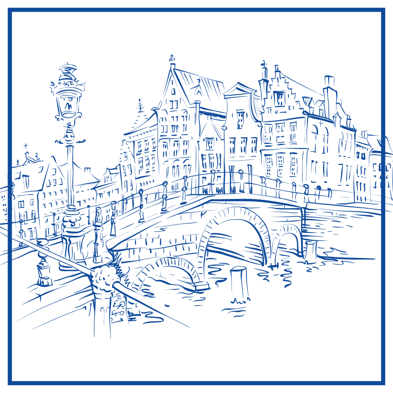 Alfombra de vinilo para cocina casas de canal azul delft - TenVinilo