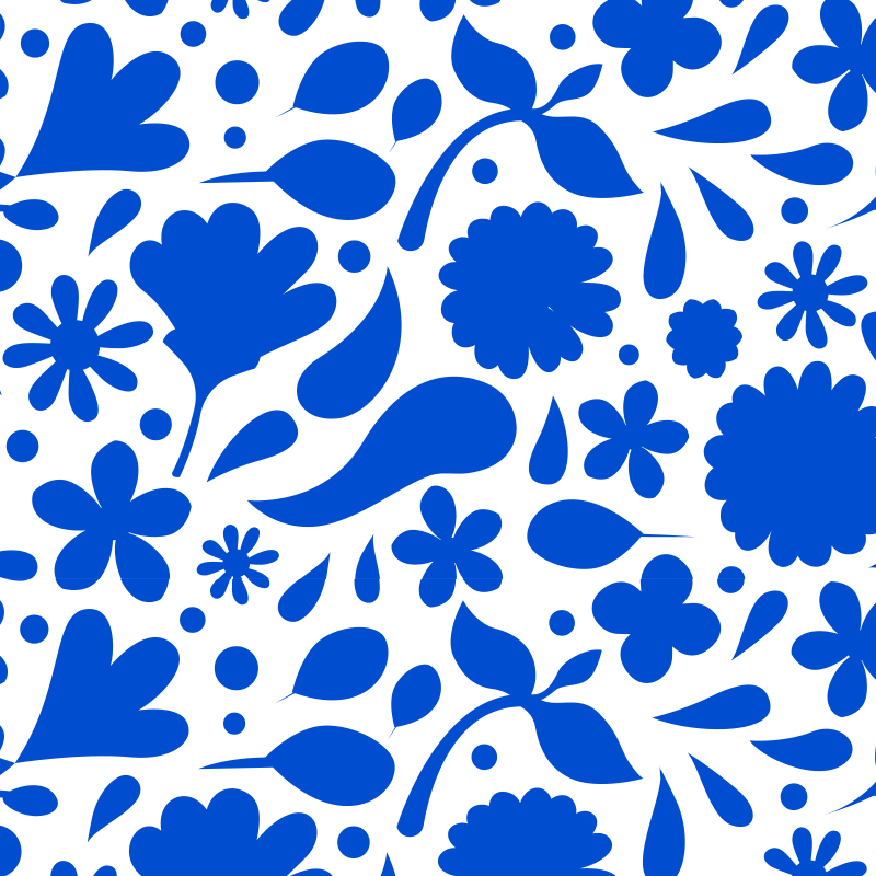 Alfombra de vinilo para cocina flores diversas azules - TenVinilo