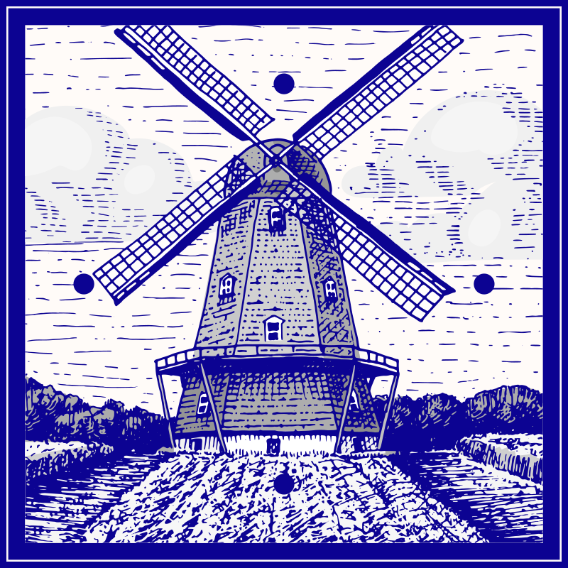 Alfombra de vinilo para cocina azul de delft - TenVinilo