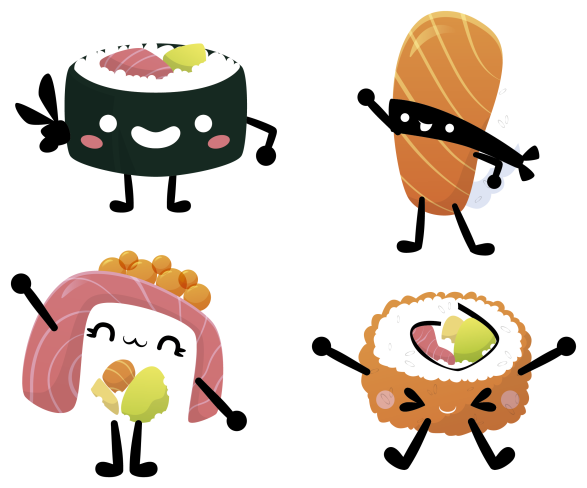 Alfombra de vinilo para cocina sushi kawaii - TenVinilo