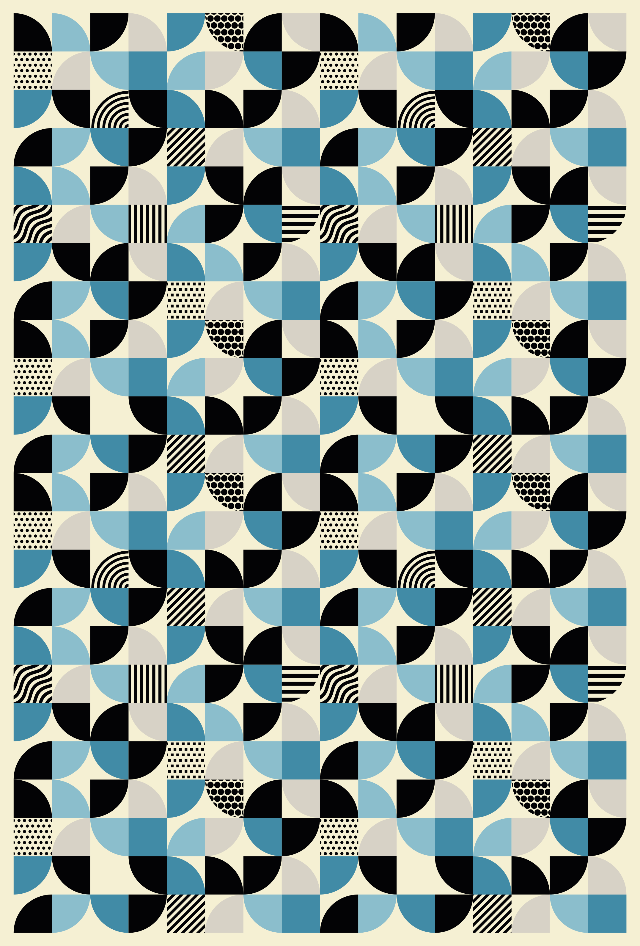 Alfombra de vinilo para cocina patrón bauhaus azul retro - TenVinilo