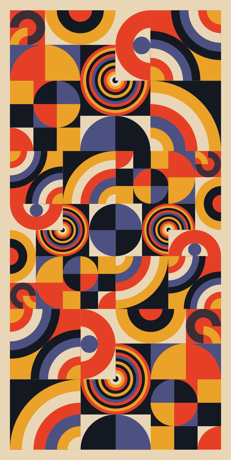 Alfombra de vinilo para cocina círculos bauhaus coloridos - TenVinilo