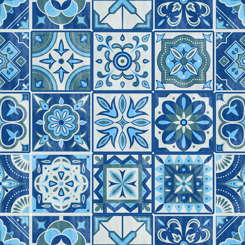 Alfombra de vinilo para cocina azulejos talavera - TenVinilo