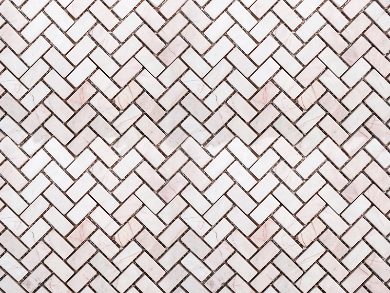Alfombra de vinilo para cocina azulejos de mármol en espiga - TenVinilo