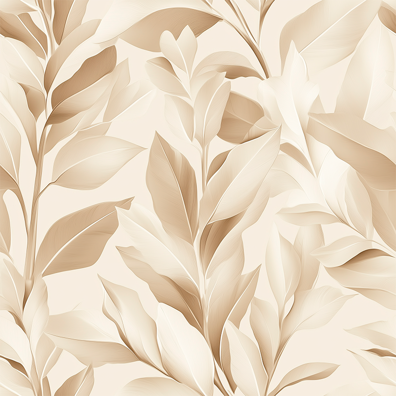 Alfombra de vinilo para cocina diseño de hojas beige - TenVinilo