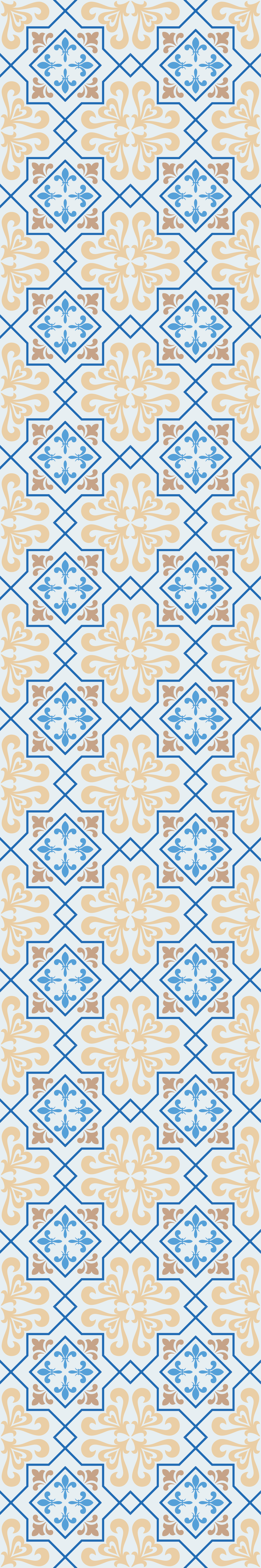Alfombra de vinilo para cocina patrón azulejo azul - TenVinilo