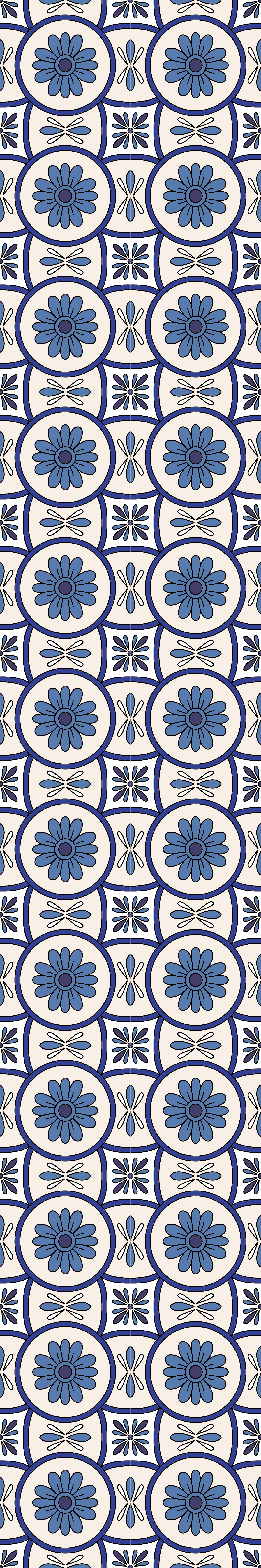 Alfombra de vinilo para cocina azulejo portugués flor azul - TenVinilo