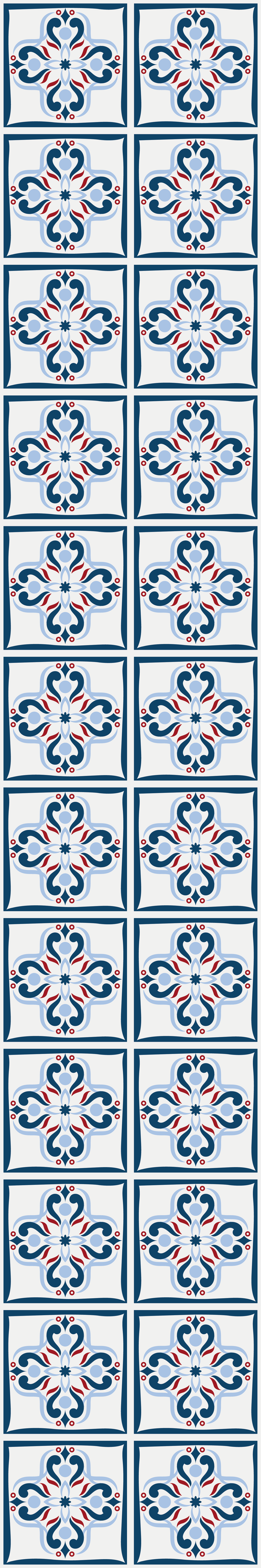 Alfombra de vinilo para cocina azulejo portugués azul y rojo - TenVinilo