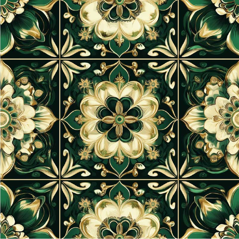 Alfombra de vinilo para cocina mosaico botánico - TenVinilo