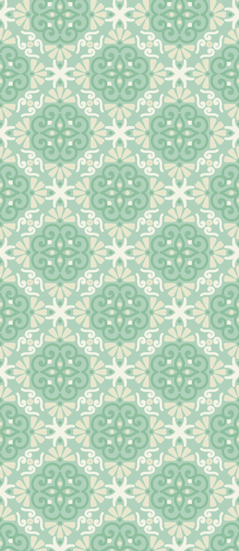 Alfombra vinílica dormitorio patrón floral verde nórdico - TenVinilo
