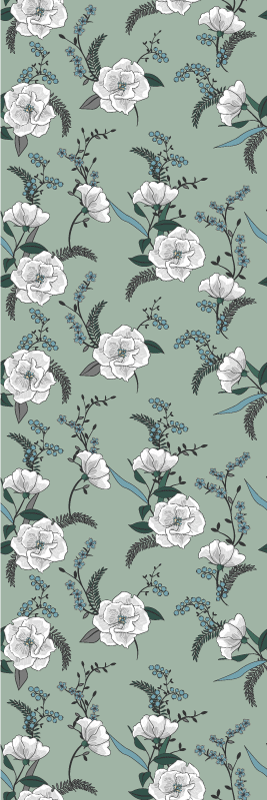 Alfombra vinílica dormitorio árbol magnolia blanca - TenVinilo