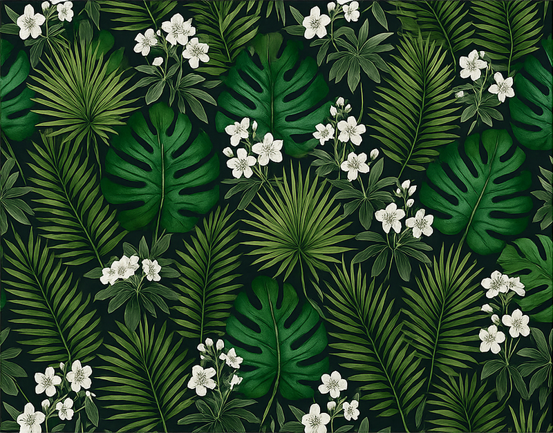 Alfombra vinílica dormitorio naturaleza verde exótica - TenVinilo