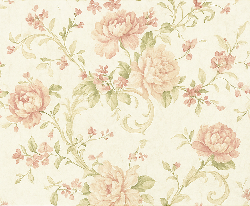 Alfombra vinílica dormitorio rosa claro floral vintage - TenVinilo