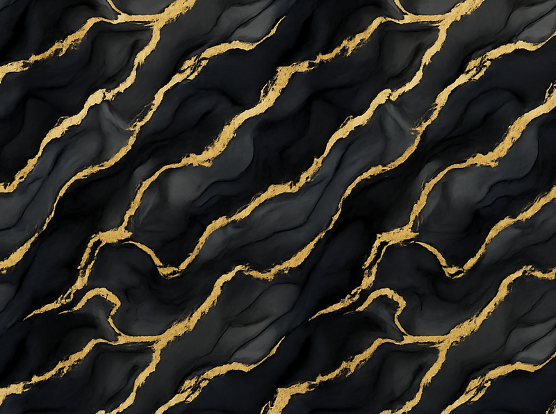 Alfombra vinílica dormitorio efecto mármol negro con oro - TenVinilo