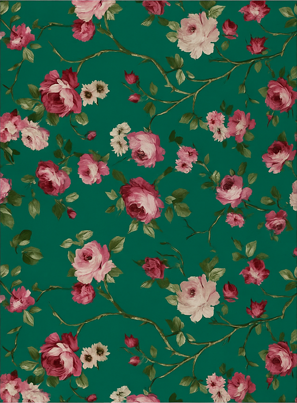 Alfombra vinílica dormitorio patrón flores pintadas - TenVinilo
