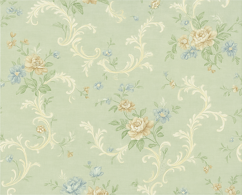 Alfombra vinílica dormitorio flores y ornamentos vintage - TenVinilo