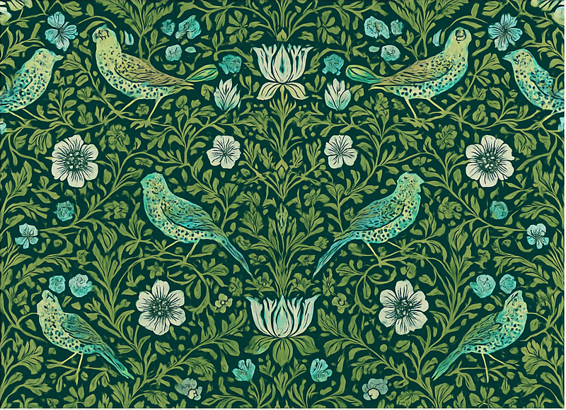 Alfombra vinílica dormitorio floral y pájaro ornamental - TenVinilo
