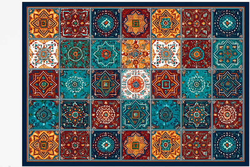 Alfombras vinílicas patrón de azulejos boho - TenVinilo