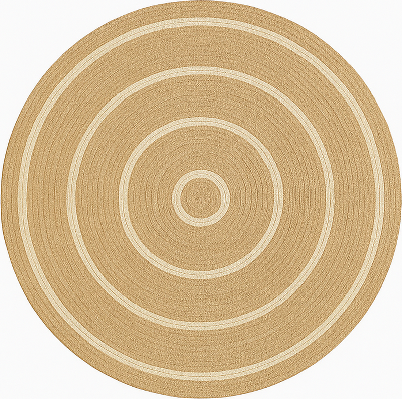 Alfombra redonda yute efecto beige y blanco - TenVinilo